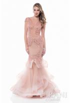 Terani Evening - Cap Sleeve Sparkling Tiered Mermaid Gown 1522gl0839a