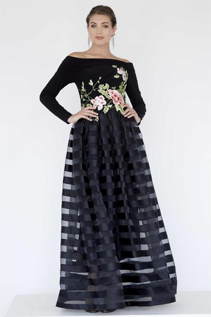 Jolene Collection - 18102 Beaded Floral Embroidered A-line Dress