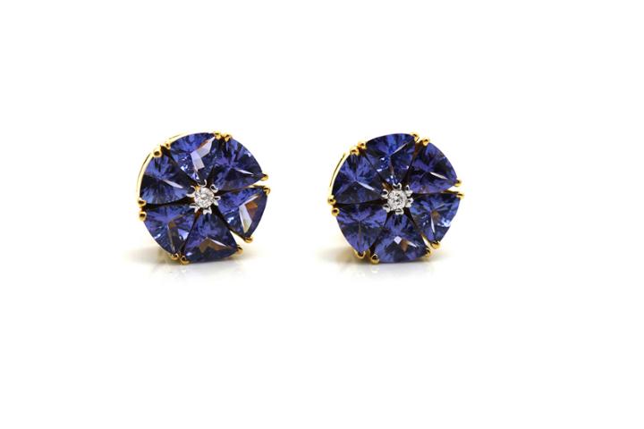 Tresor Collection - Tanzanite And Diamond Earring In 18k Yellow Gold