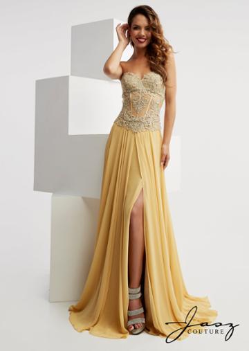 Jasz Couture - Appliqued Corset Gown 6019