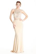 Aspeed - L1820 Bedazzled Mock Two Piece Sheath Prom Dress