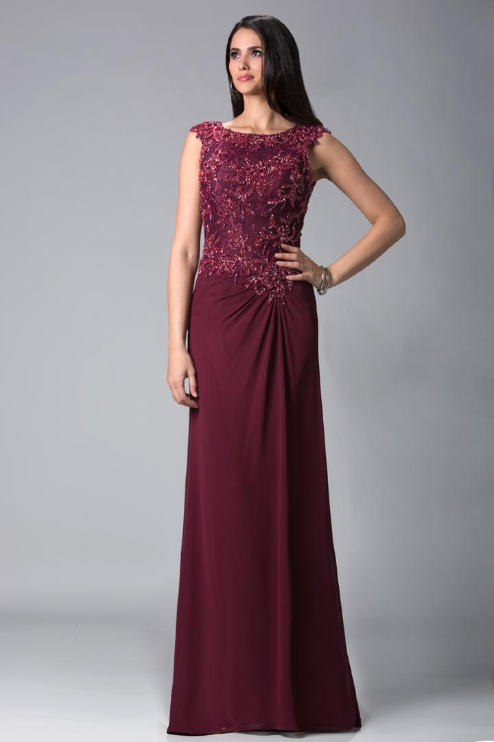 Feriani Couture - 18402 Embellished Cap Sleeve Column Gown