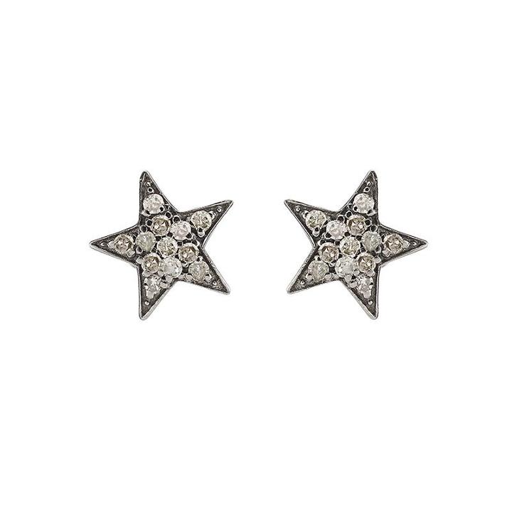 Ashley Schenkein Jewelry - Brooklyn Diamond Rhodium Small Star Earrings