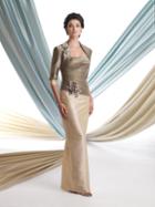 Montage By Mon Cheri - 113905 Long Dress In Taupe Champagne