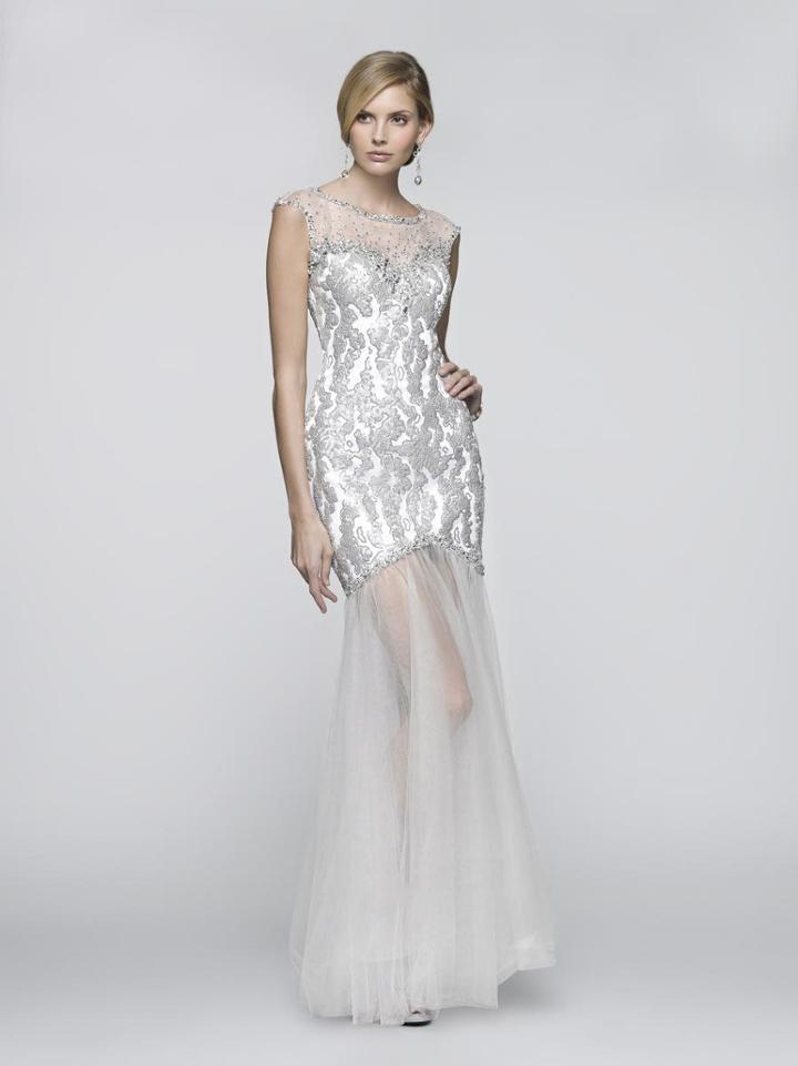 Bg Haute - G3110 Dress In White Silver