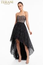 Terani Couture - 1822c7047 Metallic Lace High Low Cocktail Dress