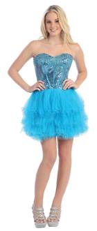 May Queen - Dazzling Sequined Sweetheart Neck A-line Dress Mq847
