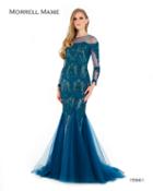 Morrell Maxie - 15961 Lace Embroidered Long Sleeve Tulle Mermaid Dress