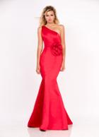Ashley Lauren - 1147 Satin Rosette One Shoulder Evening Dress