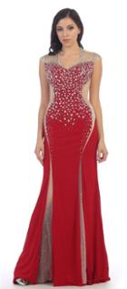 May Queen - Rq7232 Bejeweled V-neck Sheath Dress