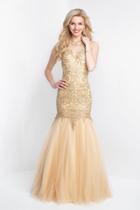 Blush - 11504 High Halter Appliqued Mermaid Gown