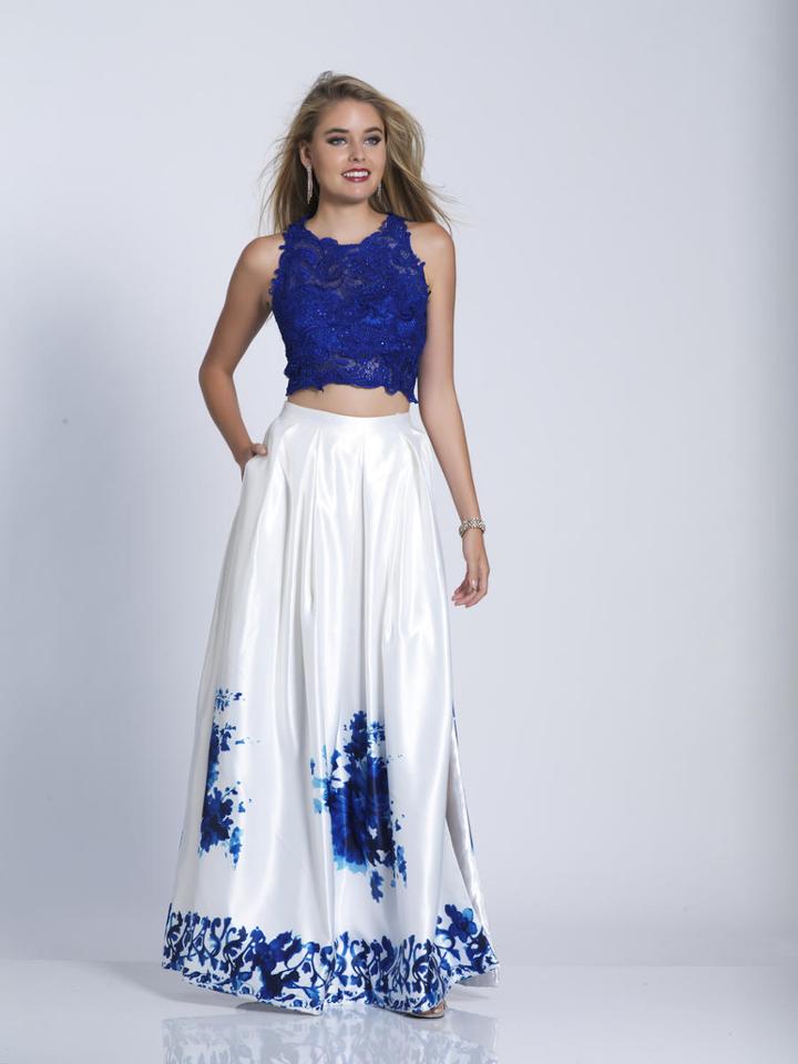 Dave & Johnny - 3301 Two Piece Lace And Printed A-line Dress