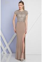 Terani Evening - 1721e4161 Embellished Jewel Neck Sheath Dress