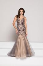 Colors Dress - 1841 Plunging Embroidered Trumpet Gown