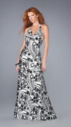La Femme - Stunning Pleated V-neck A-line Dress 13458