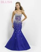 Blush - Strapless Embellished Mermaid Gown 9713