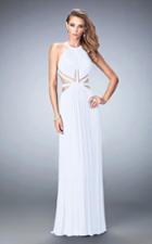 La Femme - 22286 Halter Sheer Gathered Long Gown
