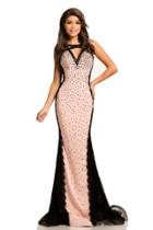 Johnathan Kayne - 8046 Two Tone Beaded Lace Prom Gown