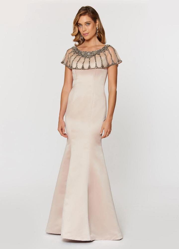 Ashley Lauren - 1201 Trumpet Evening Dress With Pewter Accents
