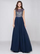 Colors Dress - 1586 Beaded Chiffon A-line Long Dress