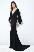 Angela And Alison - 81042 Fitted Plunging Trumpet Gown