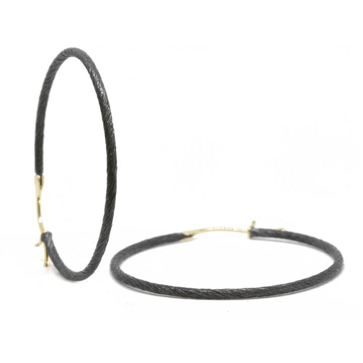 Nina Nguyen Jewelry - X-large 40mm Gold & Oxidized Hoops
