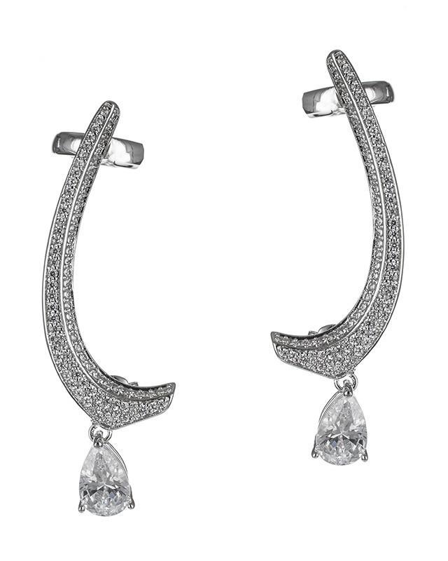 Cz By Kenneth Jay Lane - Pave Curved Crawler With Cz Pear Drop