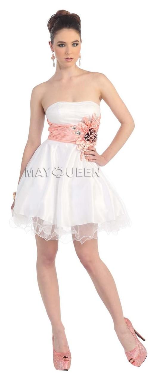 Adorable Sequined Strapless Semi-sweetheart Short Tulle Dress