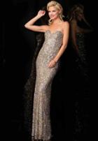 Scala - Sweetheart Neckline Sequin Evening Dress 48464