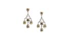 Tresor Collection - Rose Cut Raw Organic Diamond With White Round Brilliant Diamond Pave Chandeliur Earrings 18k White Gold
