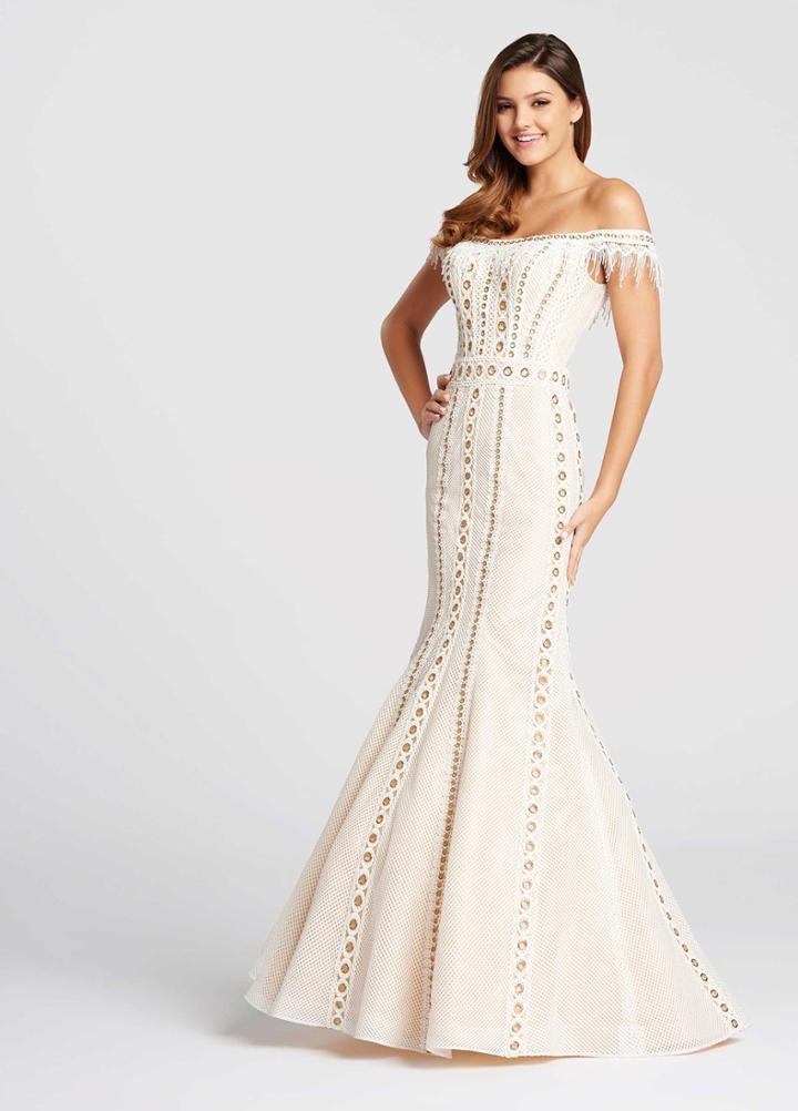 Ellie Wilde - Ew118057 Fringe And Eyelet Embellished Mermaid Dress