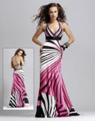 Blush - 9030 Stripe Halter Sheath Dress