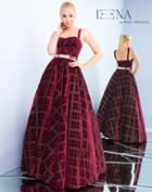 Ieena Duggal - 25949i Velvet Sweetheart Ballgown With Gold Belt