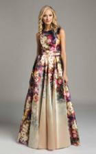 Lara Dresses - 33120 Sleeveless Bateau Neck Floral Long Dress