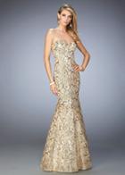 La Femme - 22434 Strapless Gilded Evening Gown