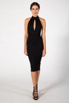 Donna Mizani - Keyhole Mock Neck Midi Dress