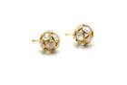 Tresor Collection - Rainbow Moonstone Origami Sphere Ball Stud Earrings In 18k Yellow Gold