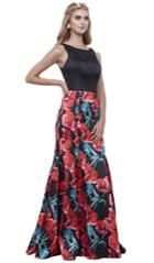 Nox Anabel - Sleeveless Floral Print Trumpet Dress 8354