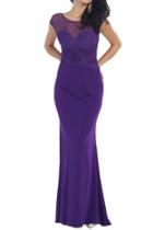 Appealing Cap Sleeve Sequined Full Length Ity Dress