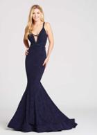 Ellie Wilde - Ew118053 Strappy Plunging Fitted Trumpet Gown