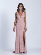 Dave & Johnny - 3441 Lattice Accented Plunging Sheath Gown