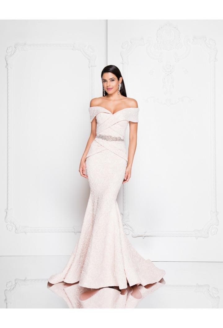 Terani Couture - 1812m6657 Off-shoulder Brocade Gown