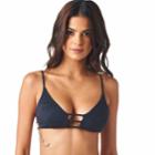 Montce Swim - Black Faux Suede Cage Bralette Top