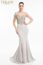 Terani Couture - 1821e7130 Two-toned Embroidered Bodice Mermaid Gown