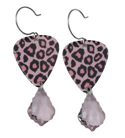 Femme Metale Jewelry - Guitar Pick Earrings Baby Pink Leopard
