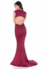 Terani Couture - Plunging V-neck Crepe Satin Evening Gown 1622e1563
