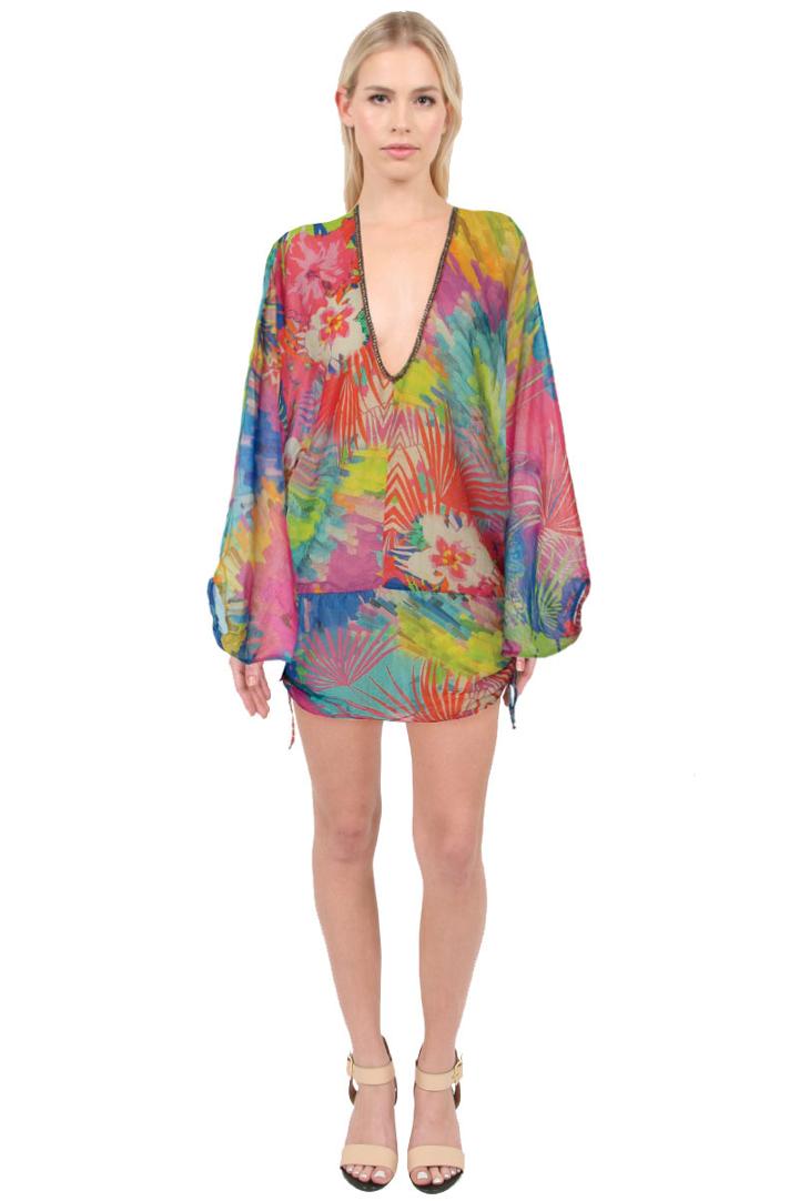 Caffe Swimwear - Bell Sleeve Dress In Multi