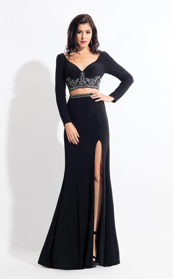 Rachel Allan - 6137 Two Piece Fitted Long Sleeves Gown