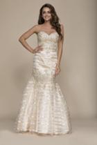 Nox Anabel - C030 Striped Beaded Strapless Mermaid Gown