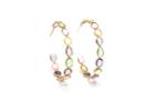 Tresor Collection - 18k Yellow Gold Large Hoop Earrings In Multicolor Spinel